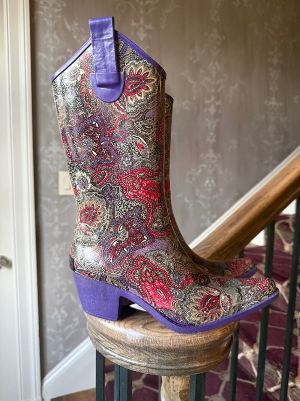CORKYS Ladies size 6 western rubber boot excellent condition Paisley print - Picture 2 of 9
